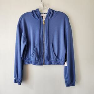 Love Poem by Block Jacket Womens L Blue Zipped Hooded Outdoor Streetwear Casual